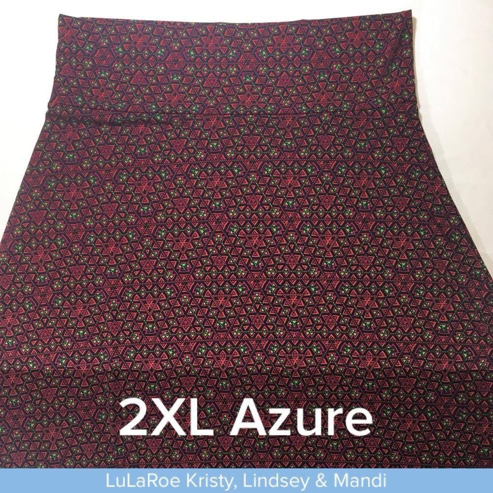 LuLaRoe Azure Skirt - Red, Green and Black Pattern
